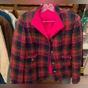 Vintage Plaid Pink and Blue Women's Jacket M/L
